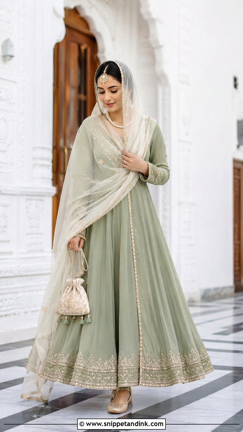 Sage Green Anarkali Anand Karaj Outfit - Snippet and Ink - 30 Anand Karaj Outfit Ideas