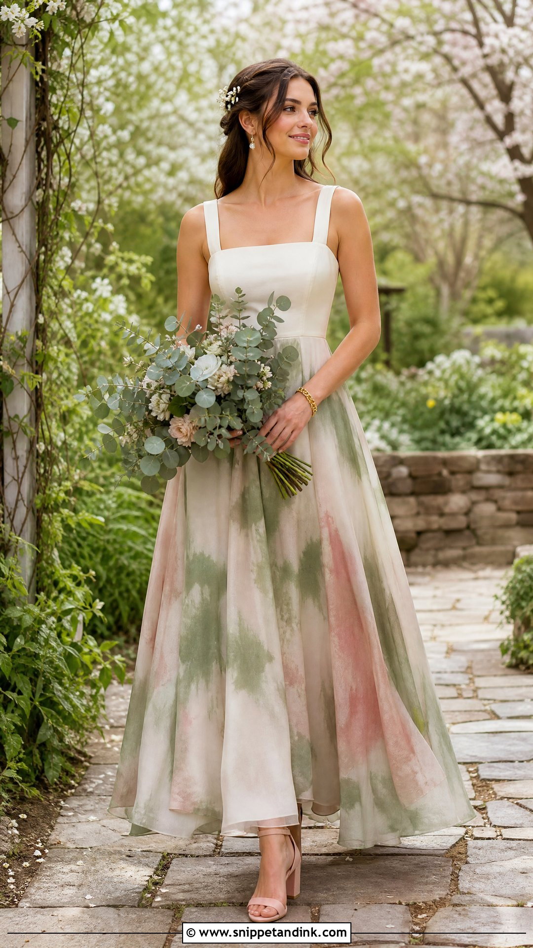 Sage Green And Blush Tie Dye Wedding Dress - Snippet and Ink - 20 Tie Dye Wedding Dress Ideas