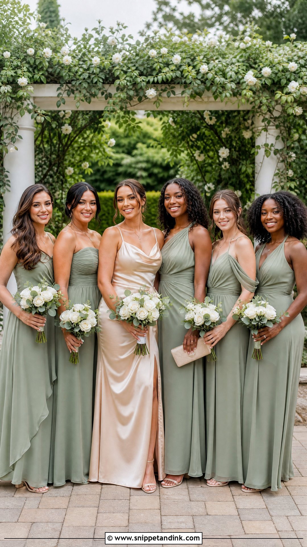 Sage Green And Champagne Bridal Party Dresses - Snippet and Ink - 20 Bridal Party Dresses Color Schemes