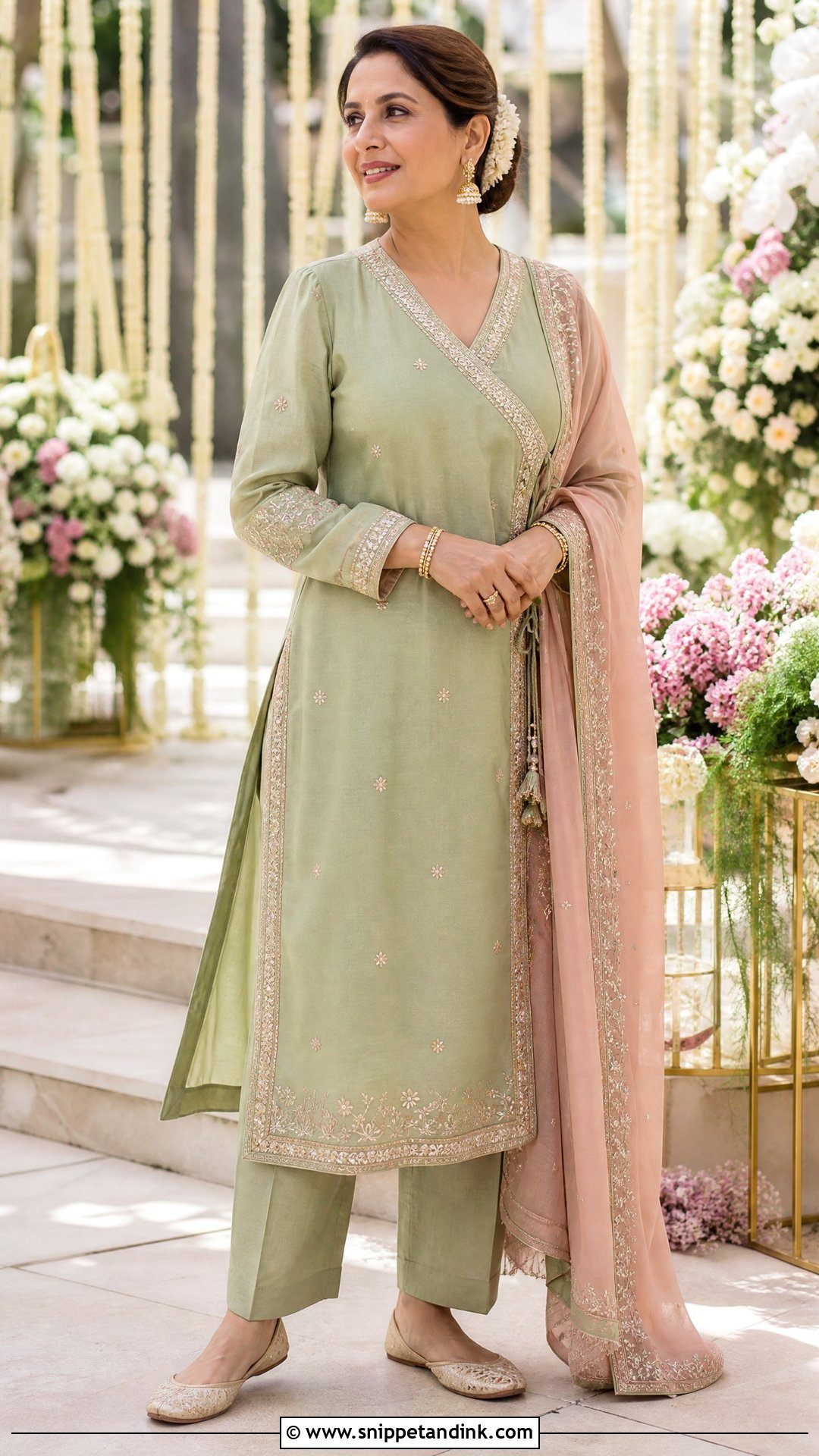 Sage Green Angrakha Mehndi Outfit - Snippet and Ink - 20 Mehndi Day Outfits