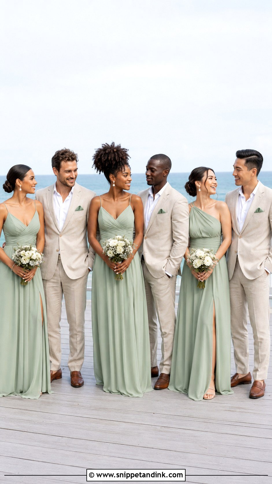 Sage Green Beach Wedding Party Attire - Snippet and Ink - 20 Beach Wedding Party Attire Ideas