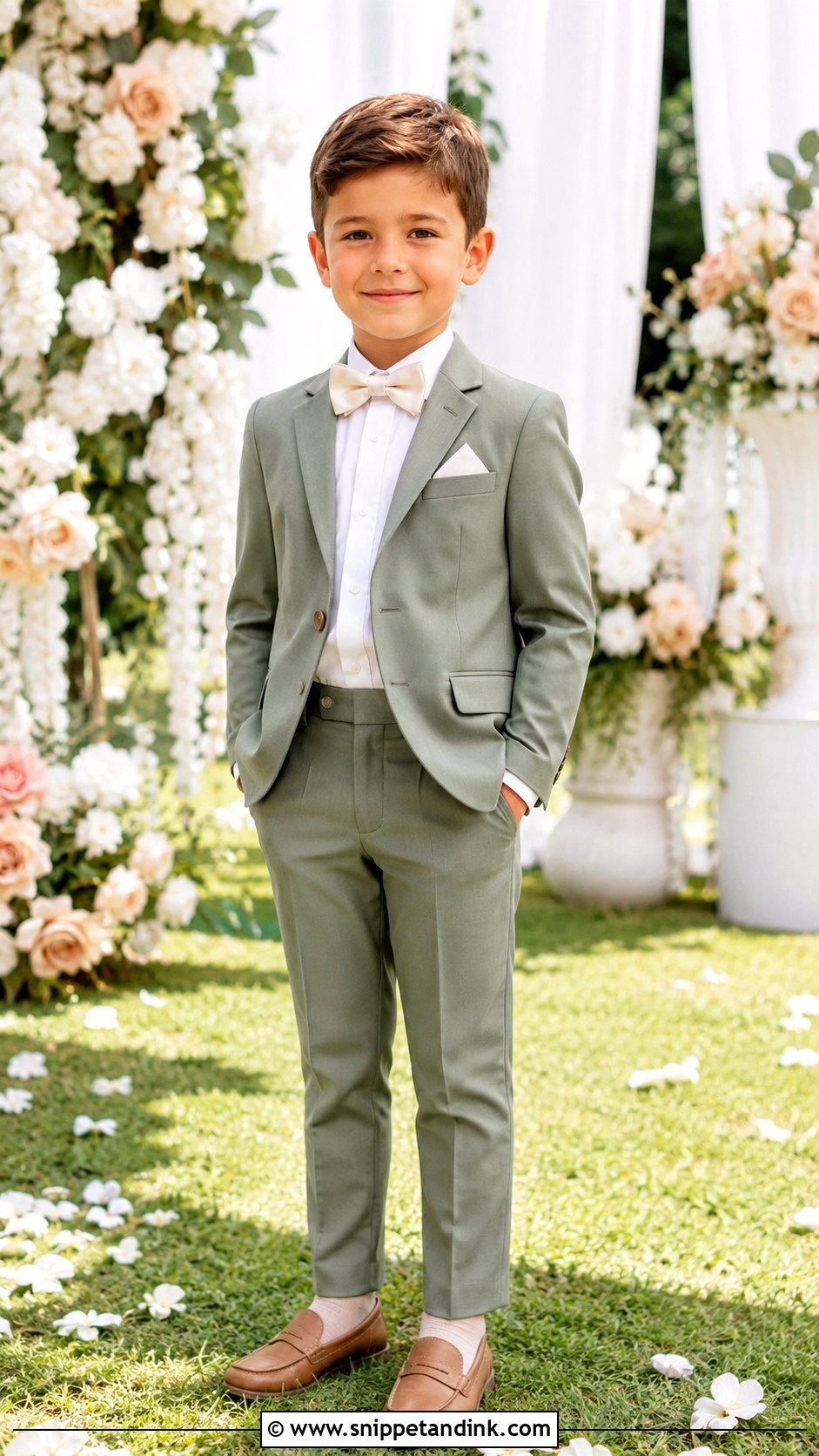 Sage Green Boys Wedding Tuxedo - Snippet and Ink - 20 Kids Tuxedo Boys Wedding Ideas