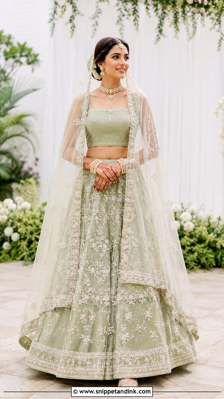 Sage Green Bridal Chaniya Choli - Snippet and Ink - 20 Bridal Chaniya Choli Ideas