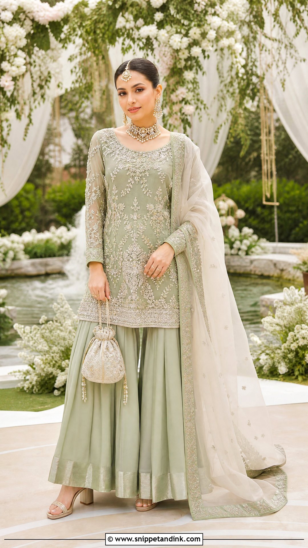 Sage Green Bridal Sharara Suit - Snippet and Ink - 20 Bridal Sharara Suit Ideas