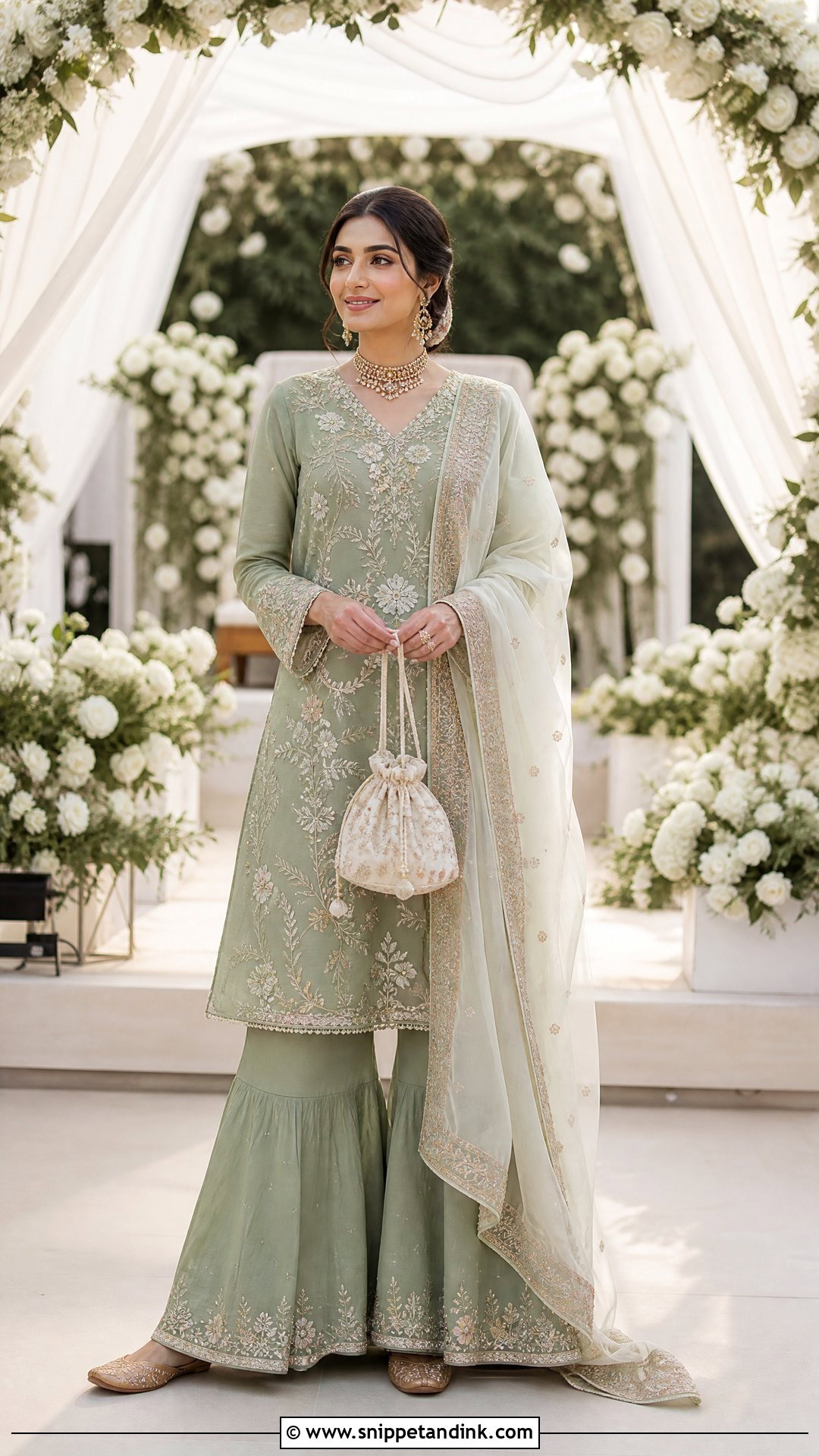 Sage Green Bridal Sharara - Snippet and Ink - 20 Sharara for Bride Ideas