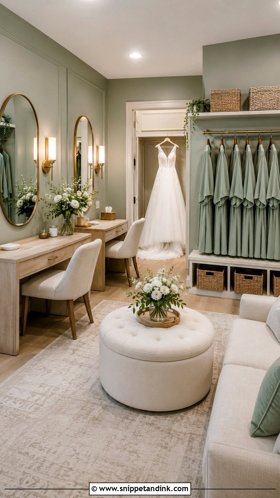Sage Green Bridal Suite - Snippet and Ink - 20 Bride Suite Ideas