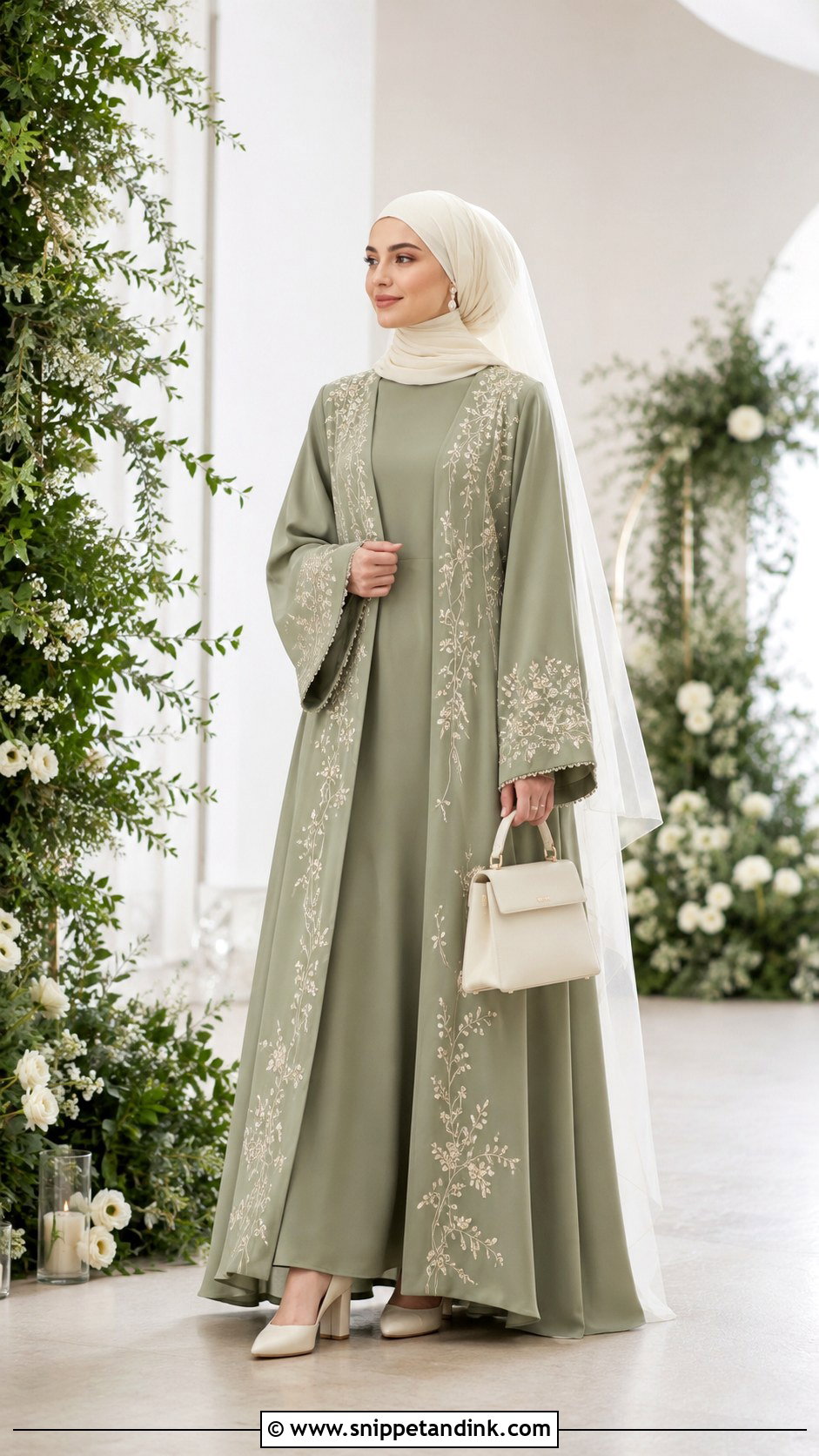 Sage Green Bride Abaya - Snippet and Ink - 20 Bride Abaya Ideas
