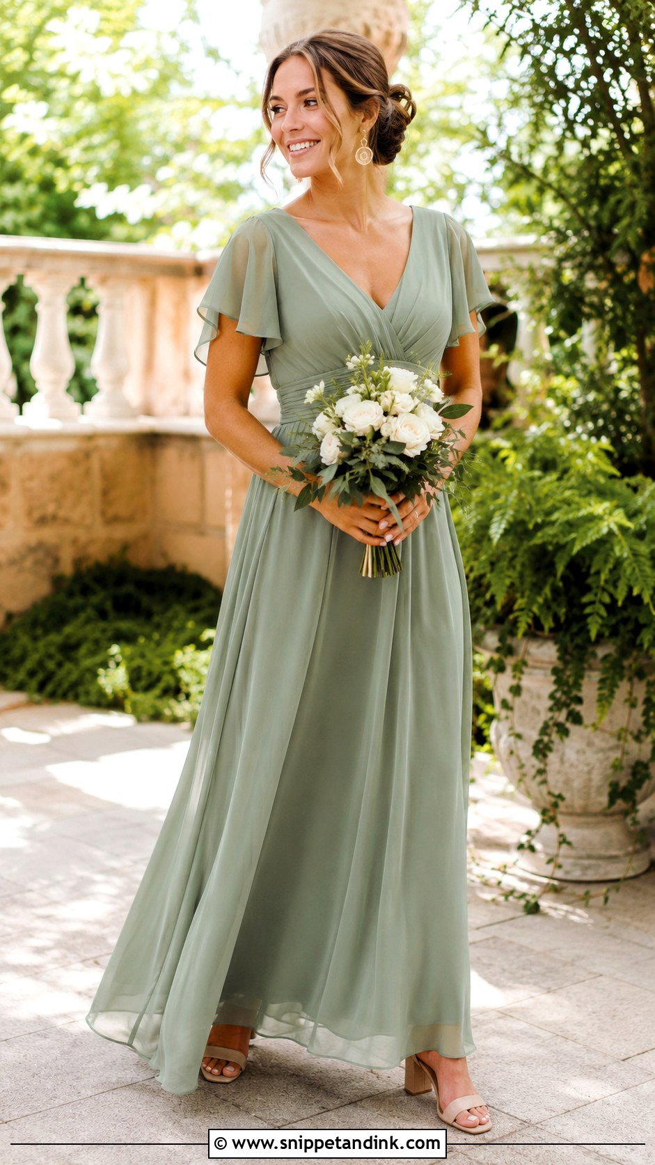Sage Green Chiffon Bridesmaid Dress - Snippet and Ink - 25 Bridal Maids Dresses Style