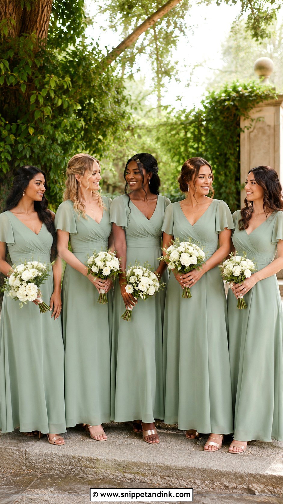 Sage Green Chiffon Bridesmaid Dress - Snippet and Ink - 20 Bride's Maid Dress Ideas