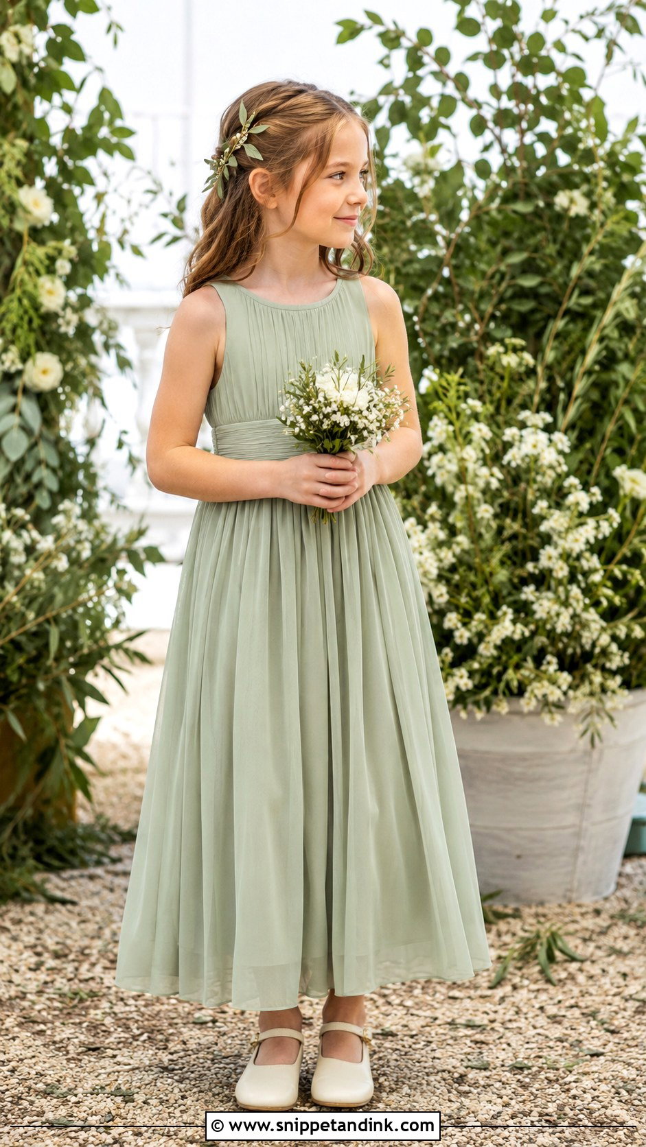 Sage Green Chiffon Girl Wedding Dress - Snippet and Ink - 20 Girl Dresses for Wedding