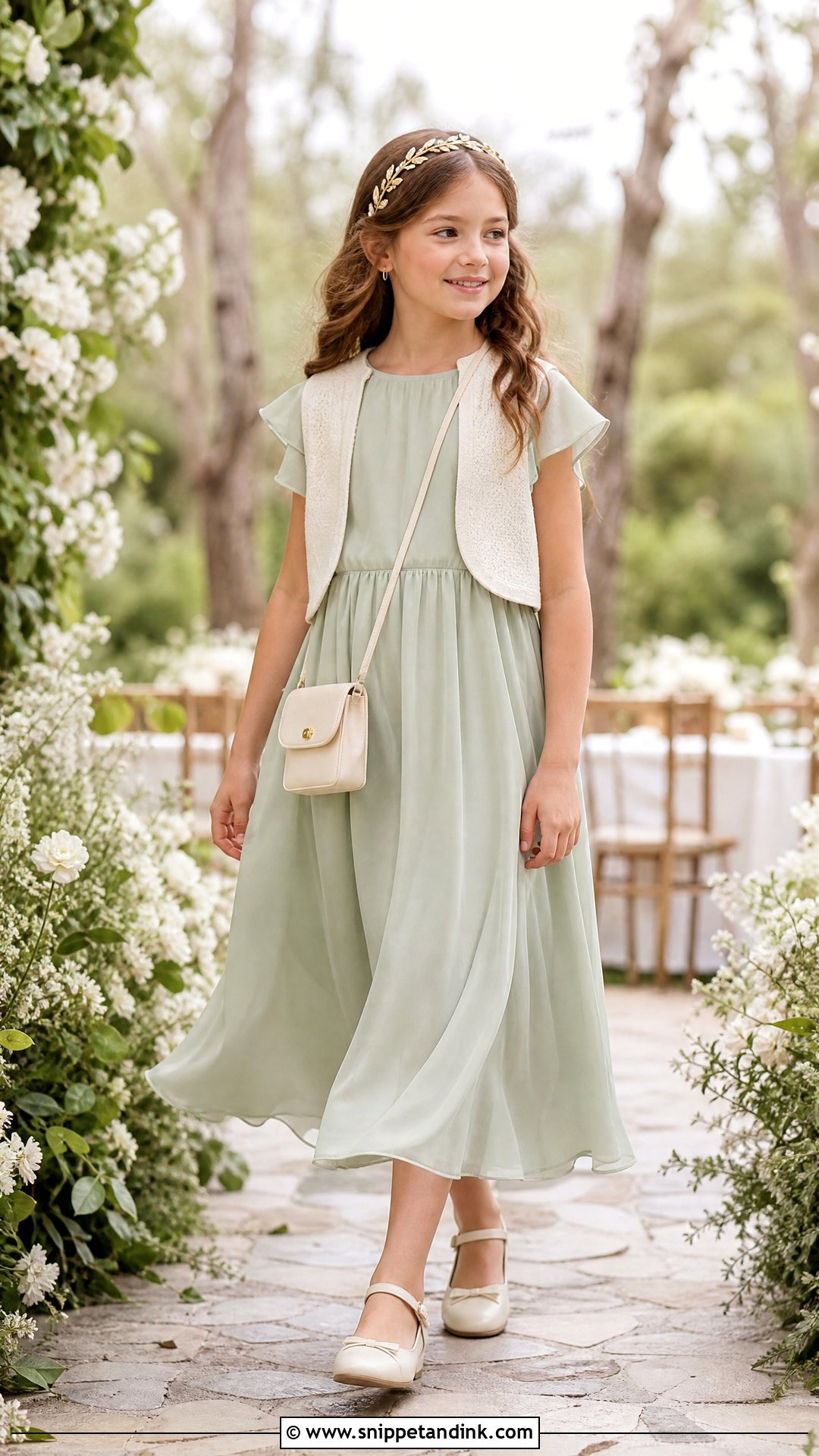 Sage Green Chiffon Girls Wedding Dress - Snippet and Ink - 20 Girls Kids Wedding Dresses