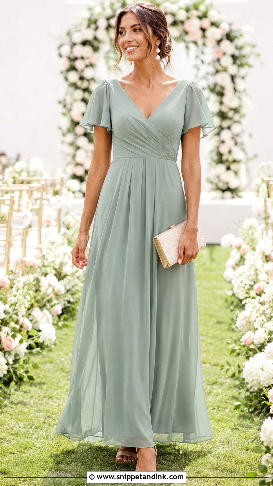 Sage Green Chiffon Maid of Honor Dress - Snippet and Ink - 20 Dresses for Maid of Honor
