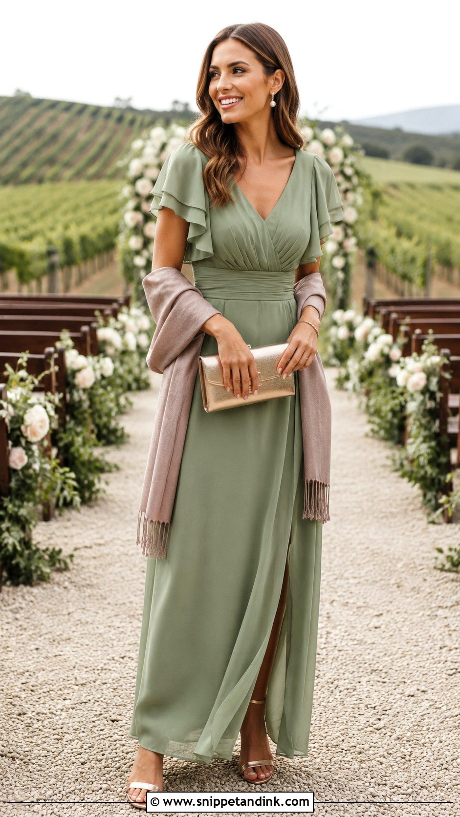 Sage Green Chiffon May Wedding Dress - Snippet and Ink - 20 May Wedding Dress Ideas