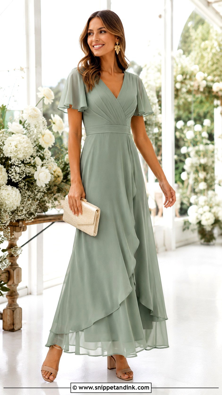 Sage Green Chiffon Sister of the Bride Dress - Snippet and Ink - 20 Dresses Sister of the Bride