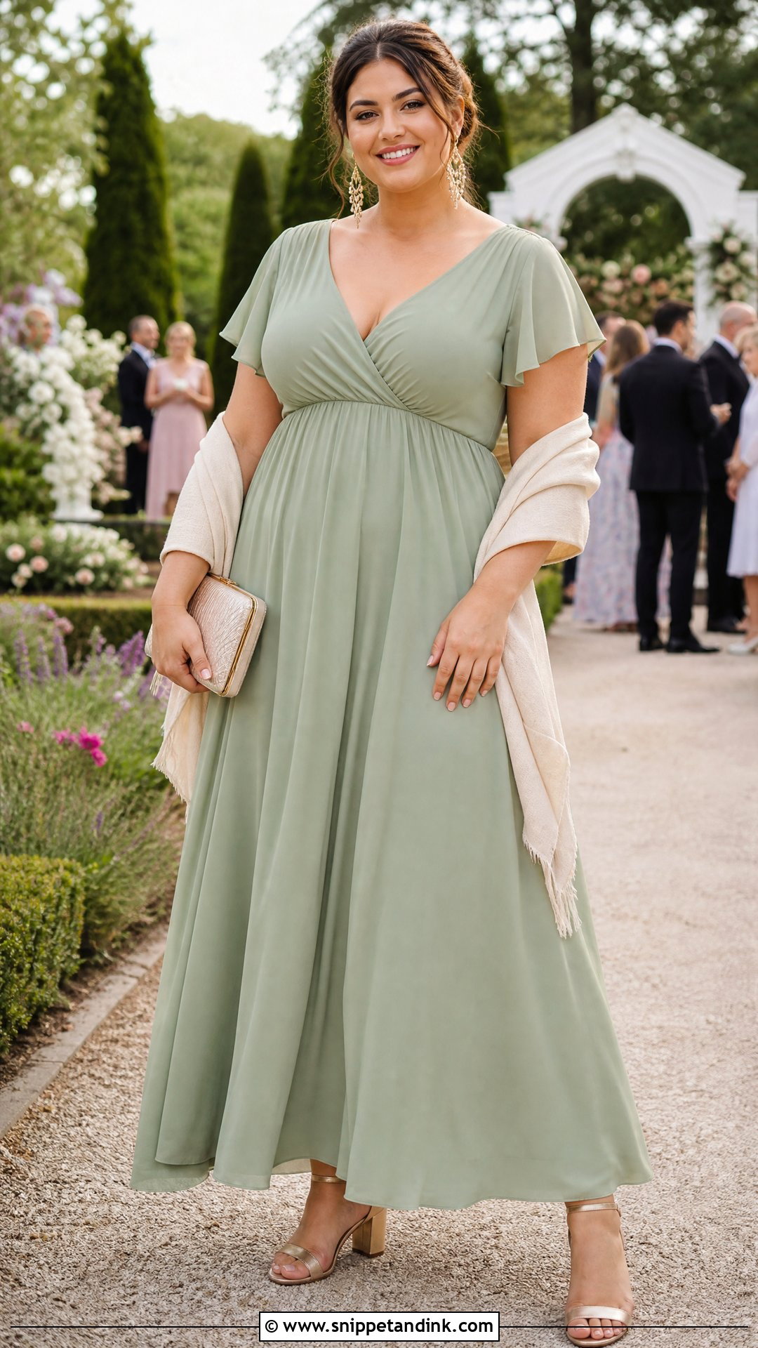 Sage Green Empire Waist Maxi Dress Wedding Outfit - Snippet and Ink - 20 Sage Green Wedding Outfit Ideas