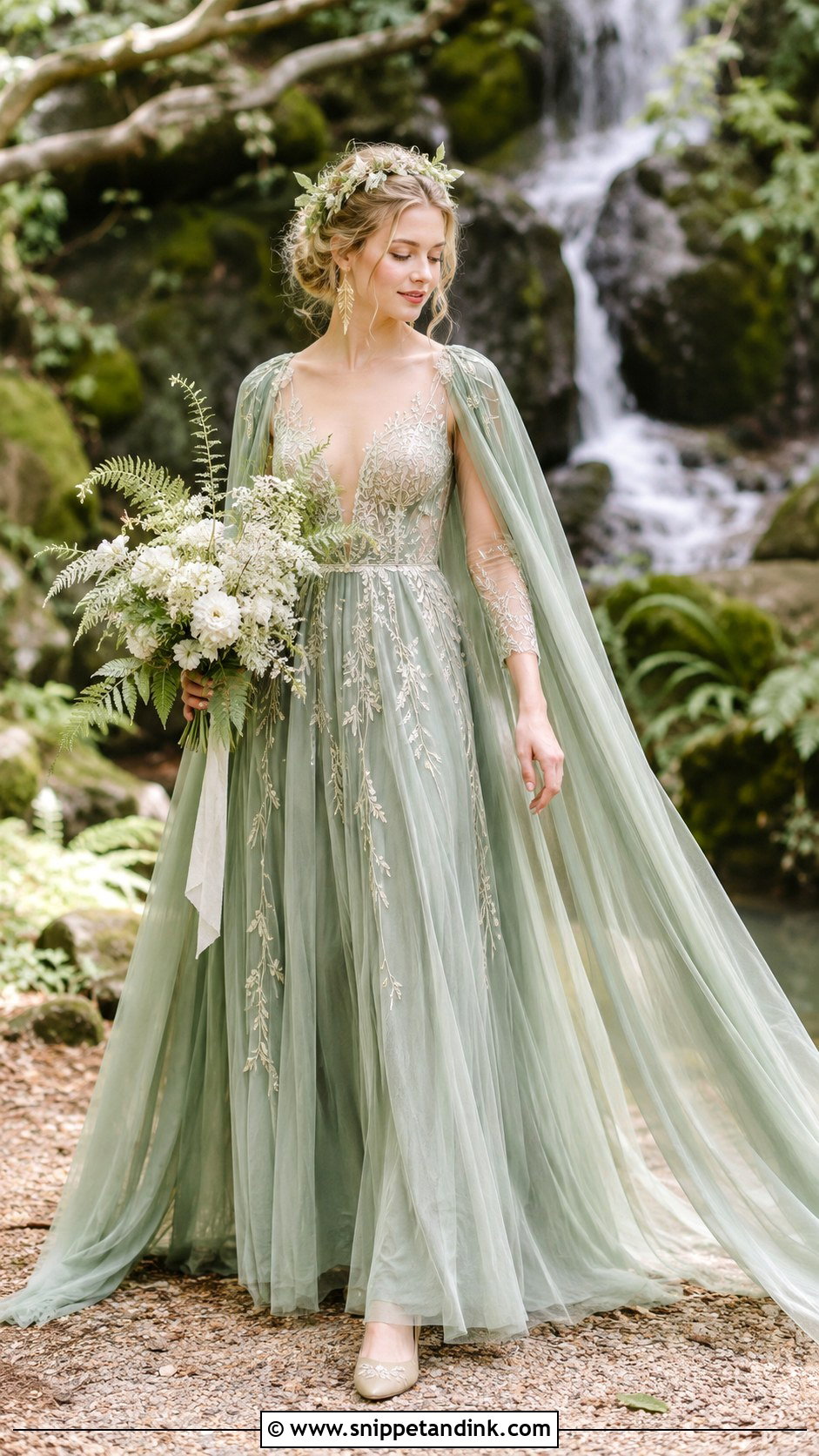 Sage Green Fairy Bride Dress - Snippet and Ink - 20 Fairy Bride Dress Ideas