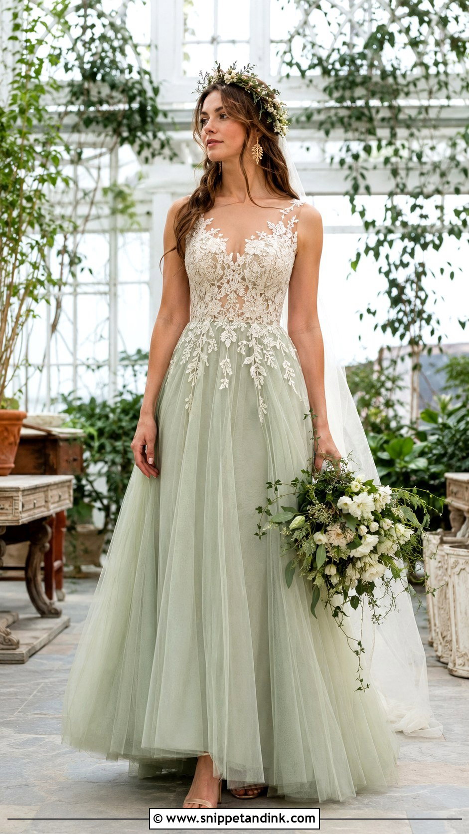 Sage Green Fairy Queen Wedding Dress - Snippet and Ink - 20 Fairy Queen Wedding Dress Ideas