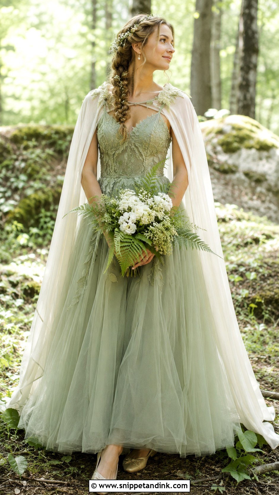 Sage Green Fairy Wedding Dress - Snippet and Ink - 20 Fairy Wedding Dresses