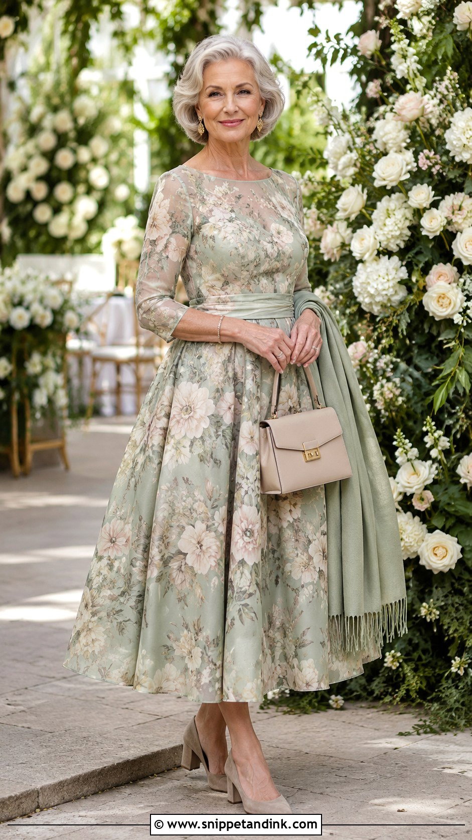 Sage Green Floral Nana Wedding Dress - Snippet and Ink - 20 Nana Wedding Dress Ideas