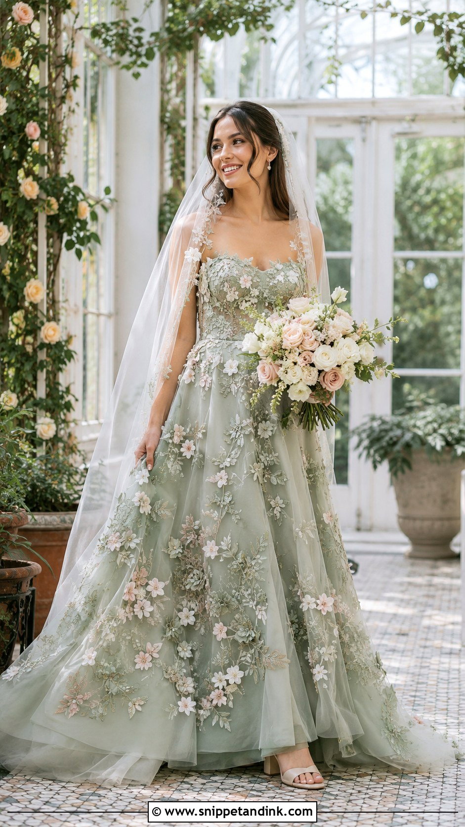 Sage Green Floral Wedding Dress Outfit - Snippet and Ink - 20 Green Wedding Dress Outfit Ideas