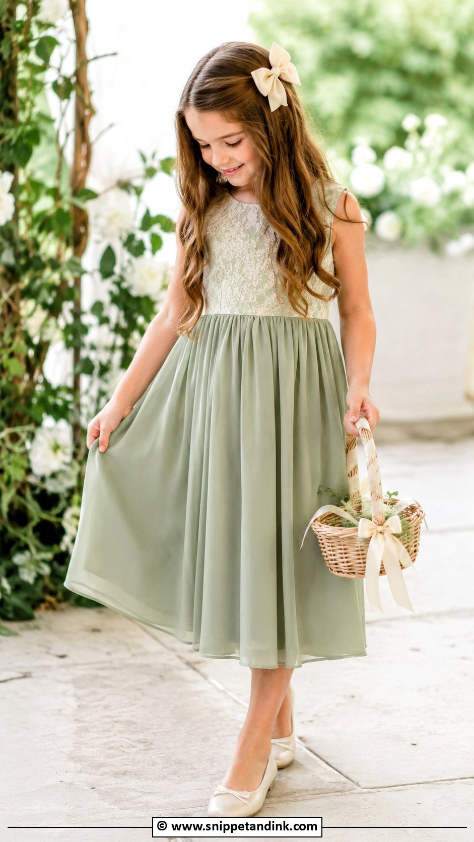 Sage Green Flower Girl Dress - Snippet and Ink - 30 Wedding Dresses for Kids