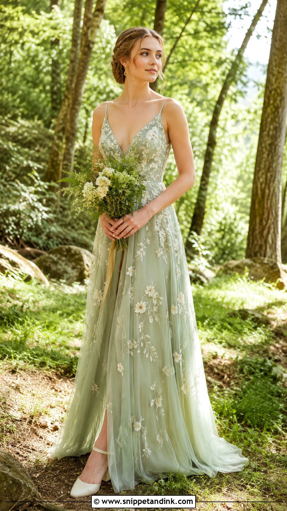 Sage Green Forest Wedding Dress - Snippet and Ink - 25 Enchanted Forest Wedding Dress Ideas