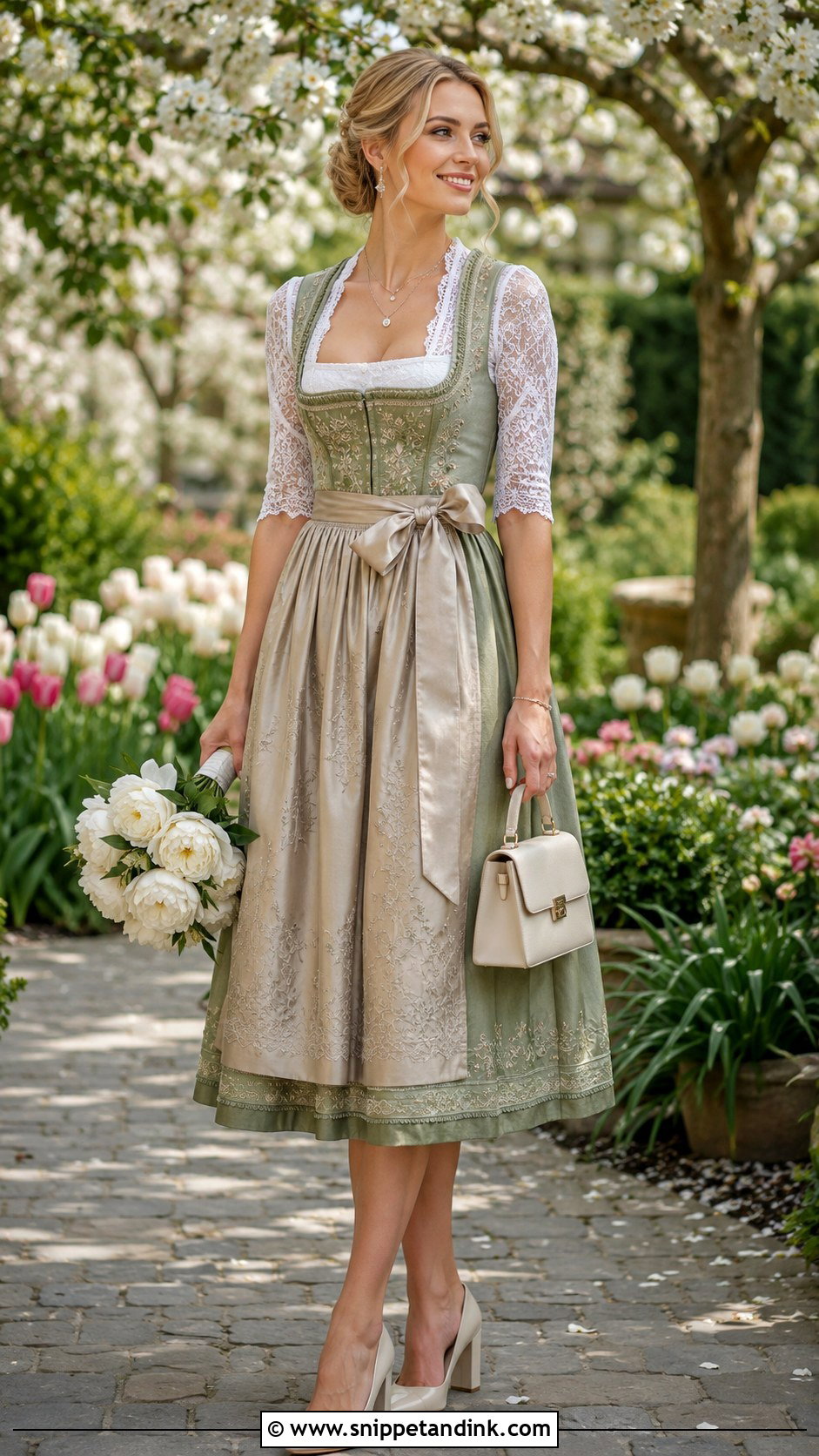 Sage Green German Wedding Dirndl - Snippet and Ink - 20 German Wedding Dress Ideas
