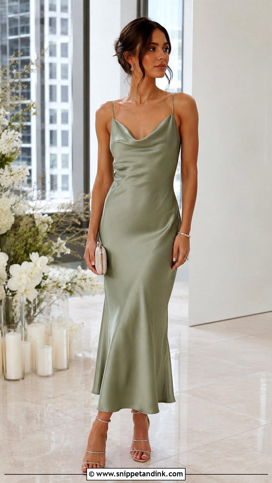 Sage Green Halter Wedding Dress Outfit - Snippet and Ink - 30 Sage Green Wedding Dress Ideas