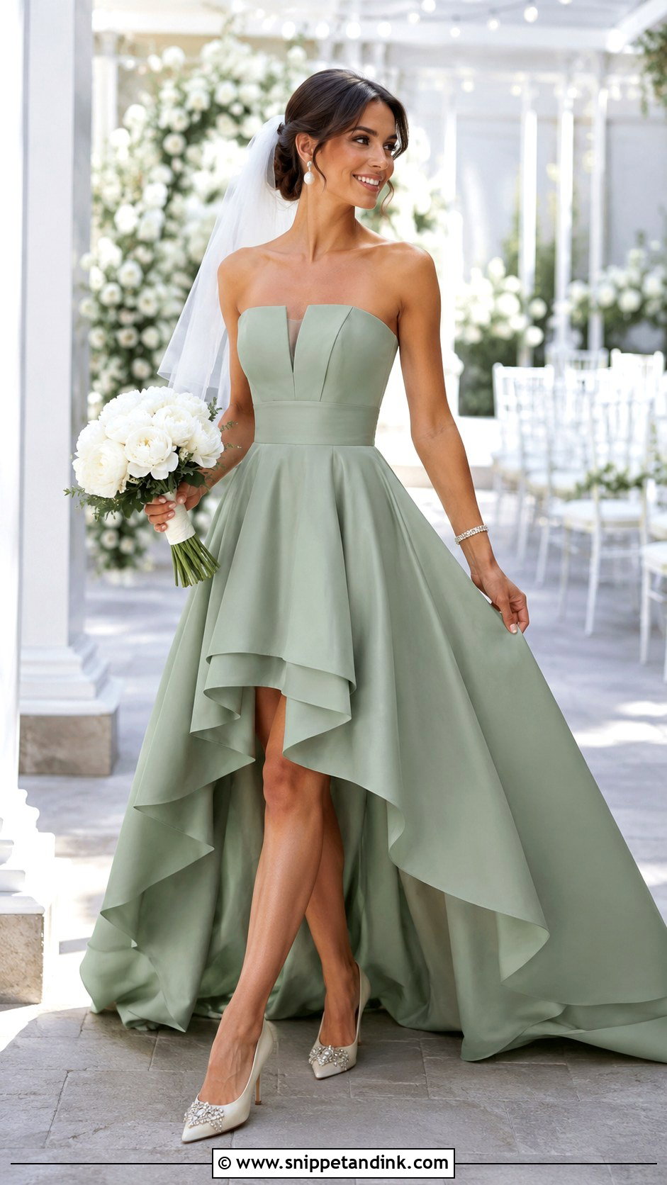 Sage Green High Low Wedding Dress - Snippet and Ink - 20 Green Bride Dress Ideas