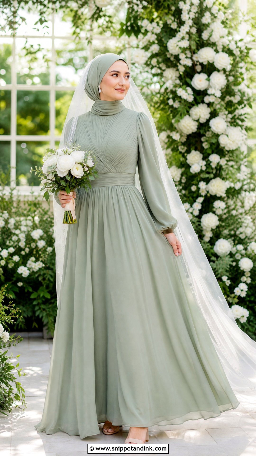 Sage Green Hijabi Wedding Dress - Snippet and Ink - 25 Simple Hijabi Wedding Dress Ideas