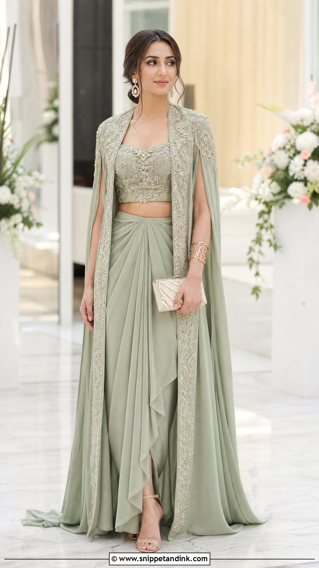 Sage Green Indo Western Ring Ceremony Dress - Snippet and Ink - 25 Ring Ceremony Dress Ideas