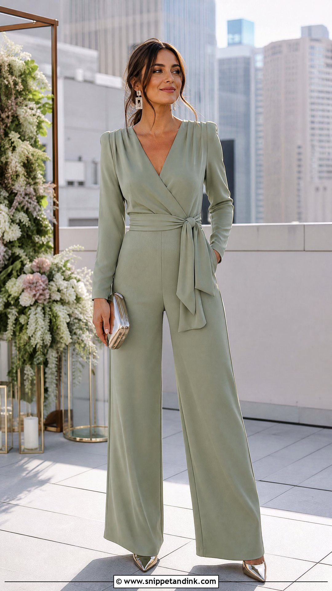 Sage Green Jumpsuit Wedding Outfit - Snippet and Ink - 20 Sage Green Wedding Outfit Ideas