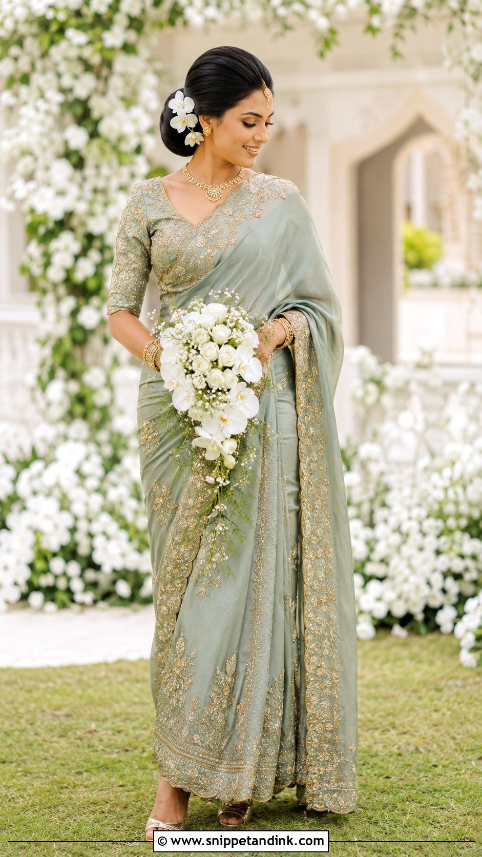 Sage Green Kandyan Bride - Snippet and Ink - 20 Kandian Bride Sri Lanka Ideas