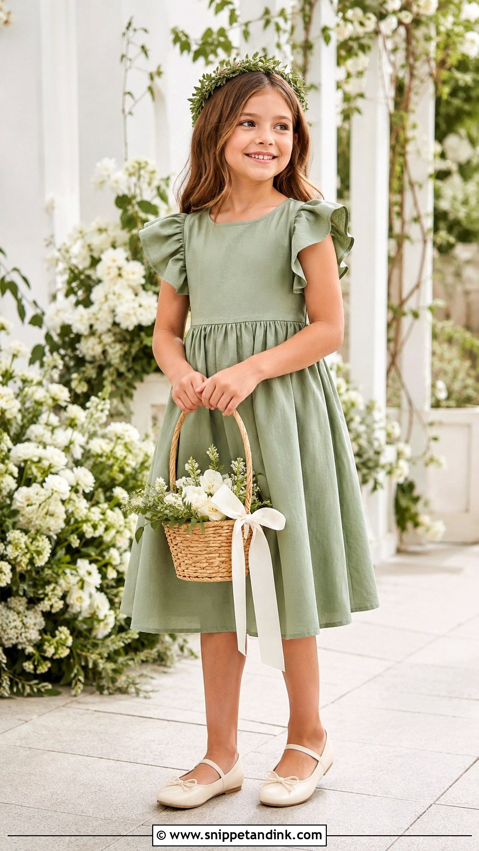 Sage Green Kids Wedding Dress - Snippet and Ink - 20 Kids Wedding Dresses