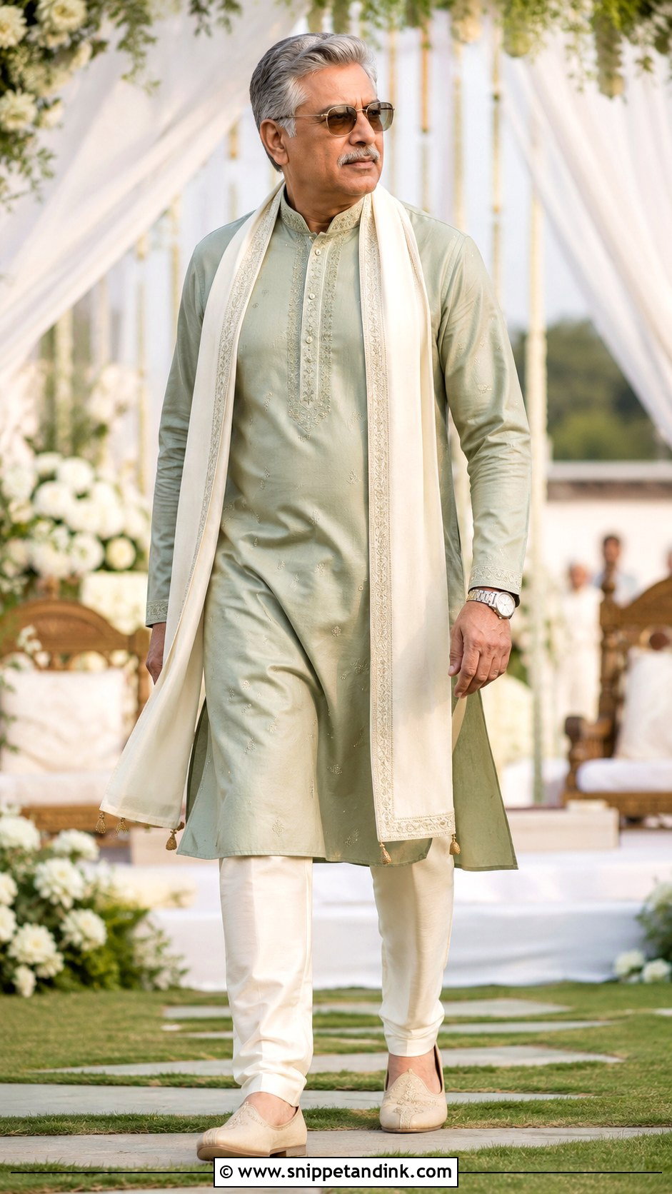 Sage Green Kurta Pajama for Day Wedding - Snippet and Ink - 20 Father Dress for Indian Wedding Ideas
