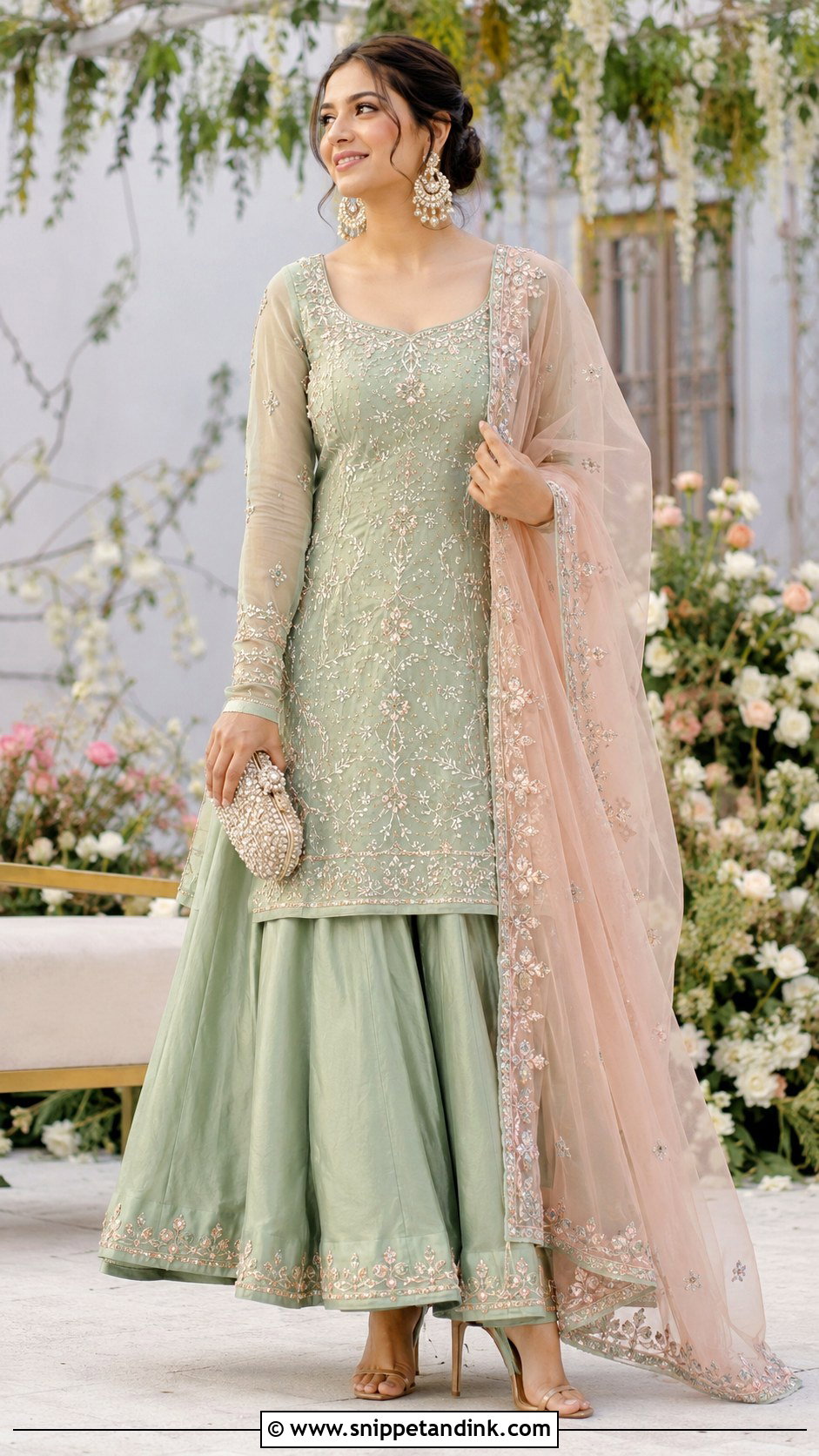 Sage Green Kurta Skirt Set - Snippet and Ink - 20 Kurta Sets for Women Wedding Ideas