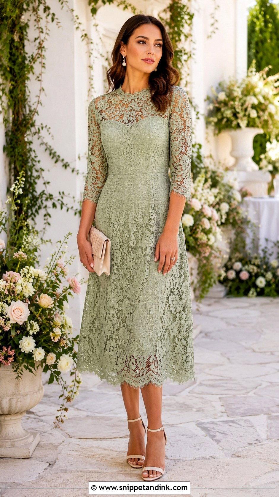 Sage Green Lace Wedding Dress Outfit - Snippet and Ink - 30 Sage Green Wedding Dress Ideas
