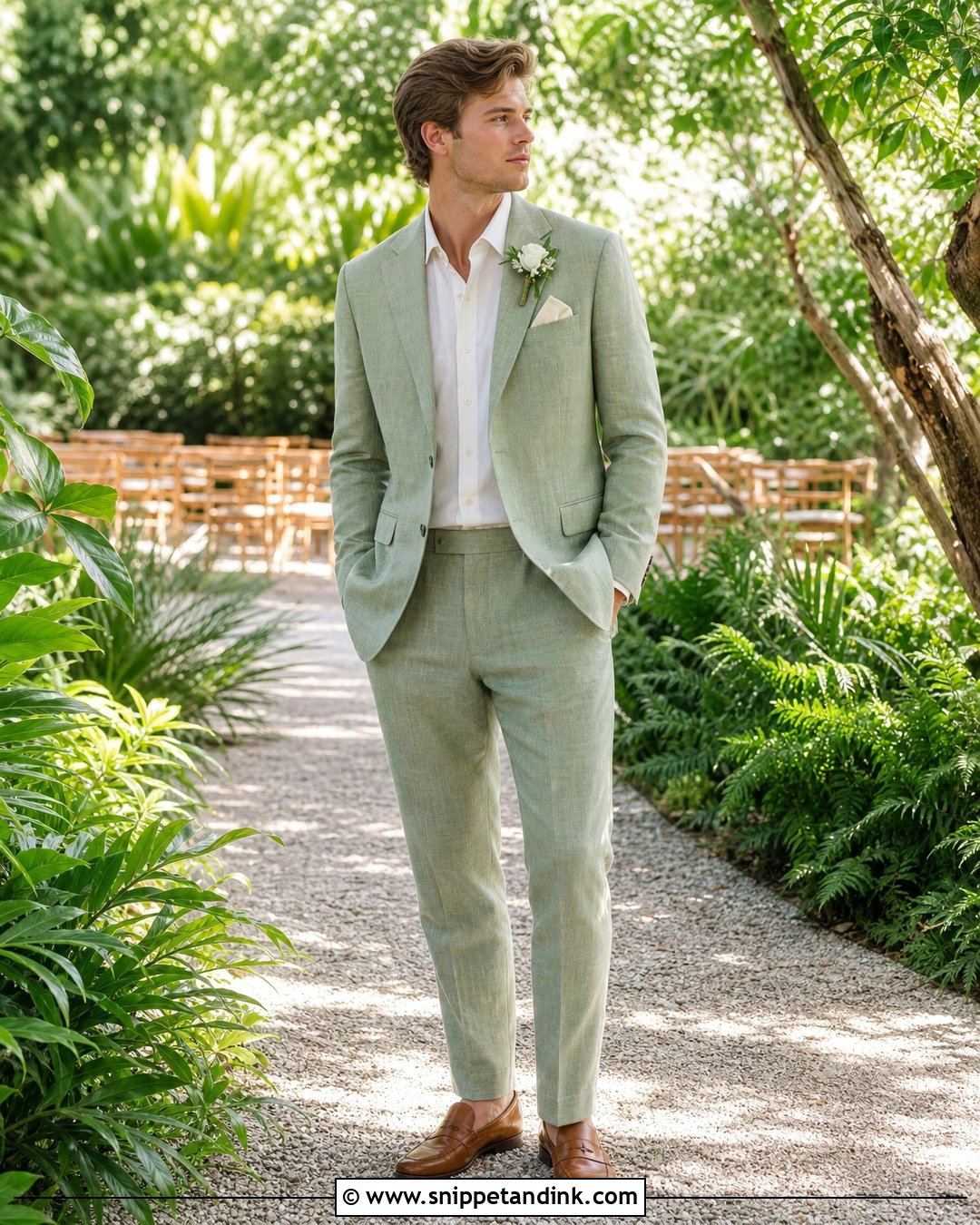 Sage Green Linen Wedding Suit - Snippet and Ink - 20 Dapper Bride Ideas