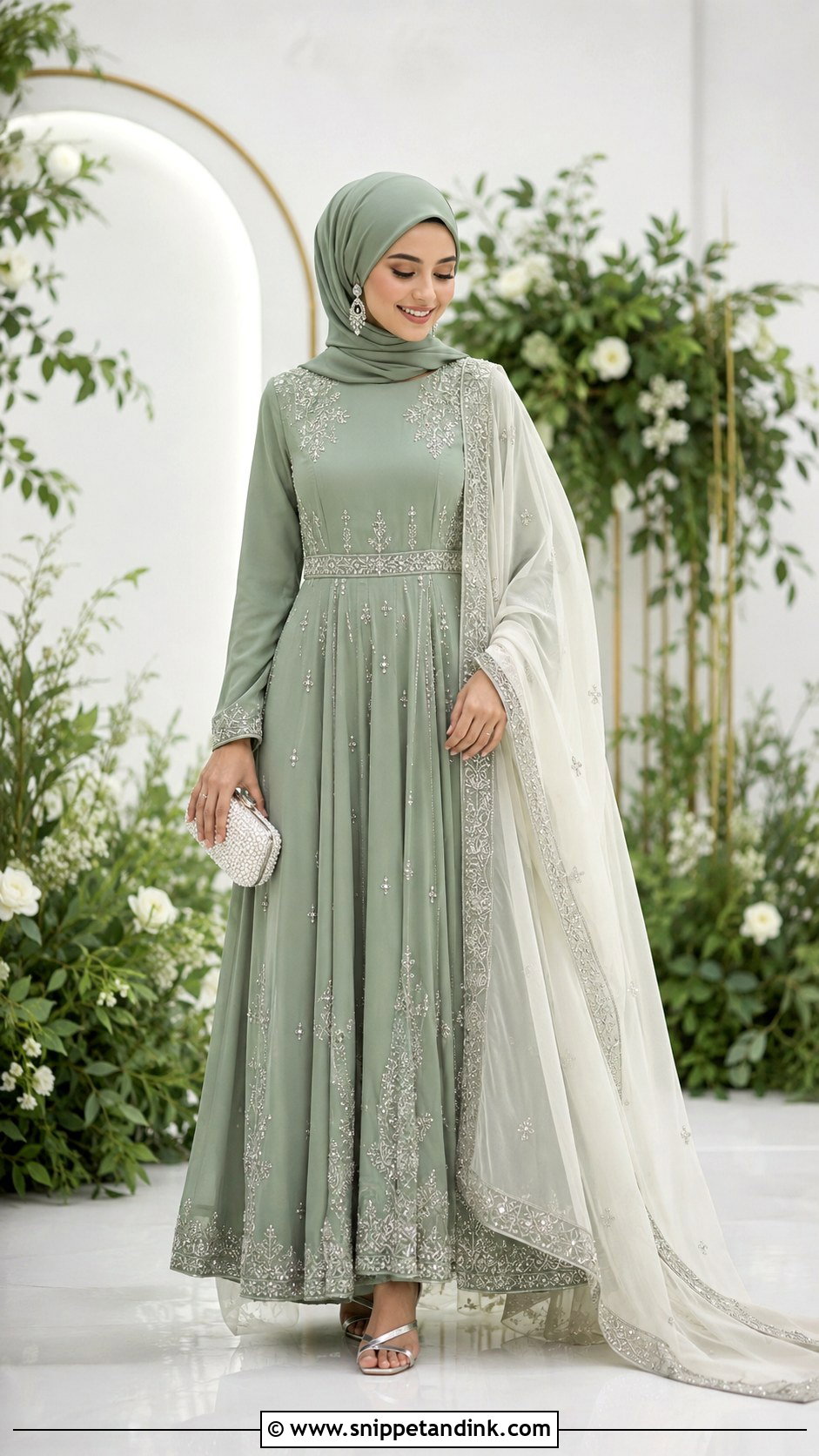 Sage Green Maxi Nikkah Dress - Snippet and Ink - 20 Dresses for Nikkah