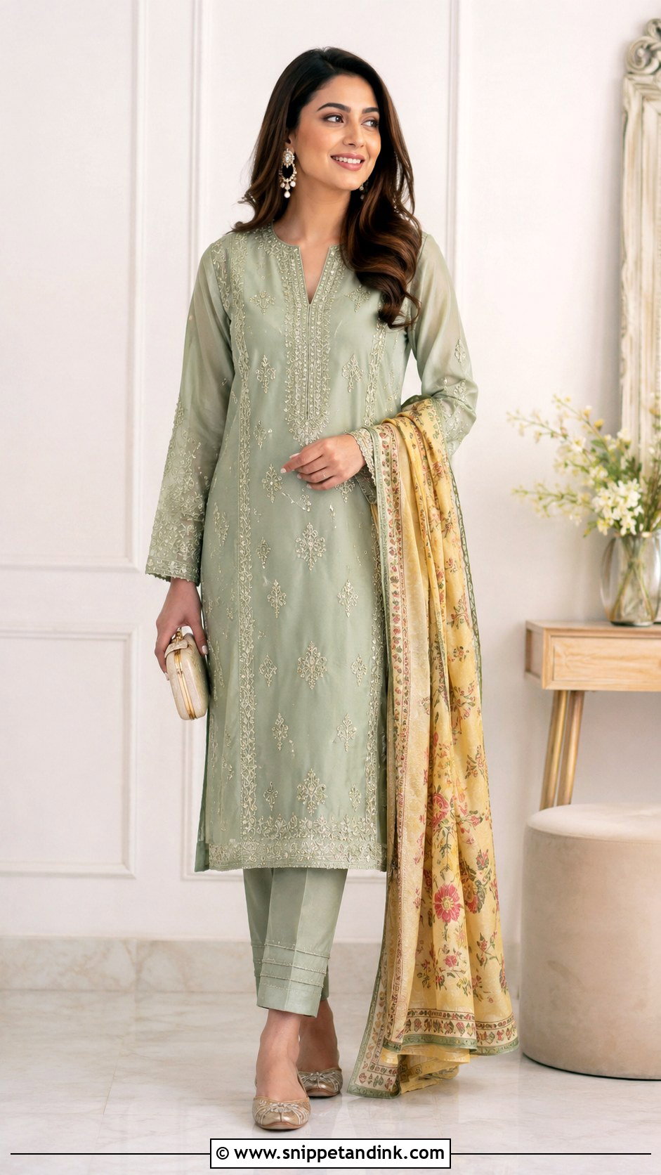 Sage Green Mehndi Kurta Outfit - Snippet and Ink - 25 Simple Mehndi Outfit Ideas