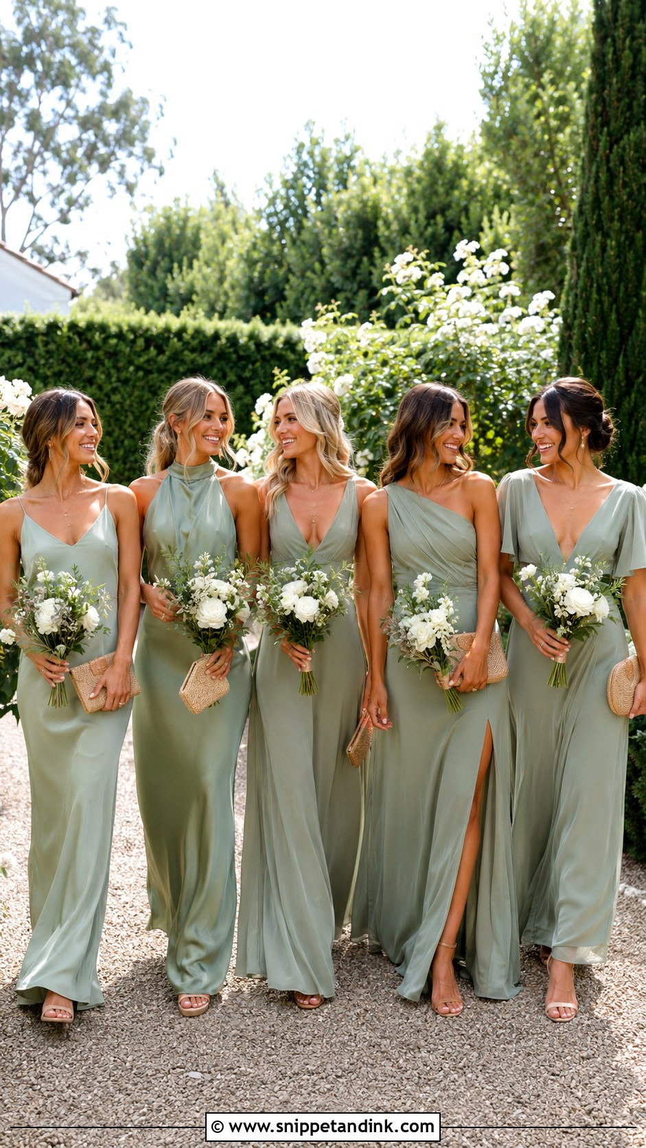 Sage Green Mismatched Boho Bridal Party Look - Snippet and Ink - 20 Boho Bridal Party Ideas