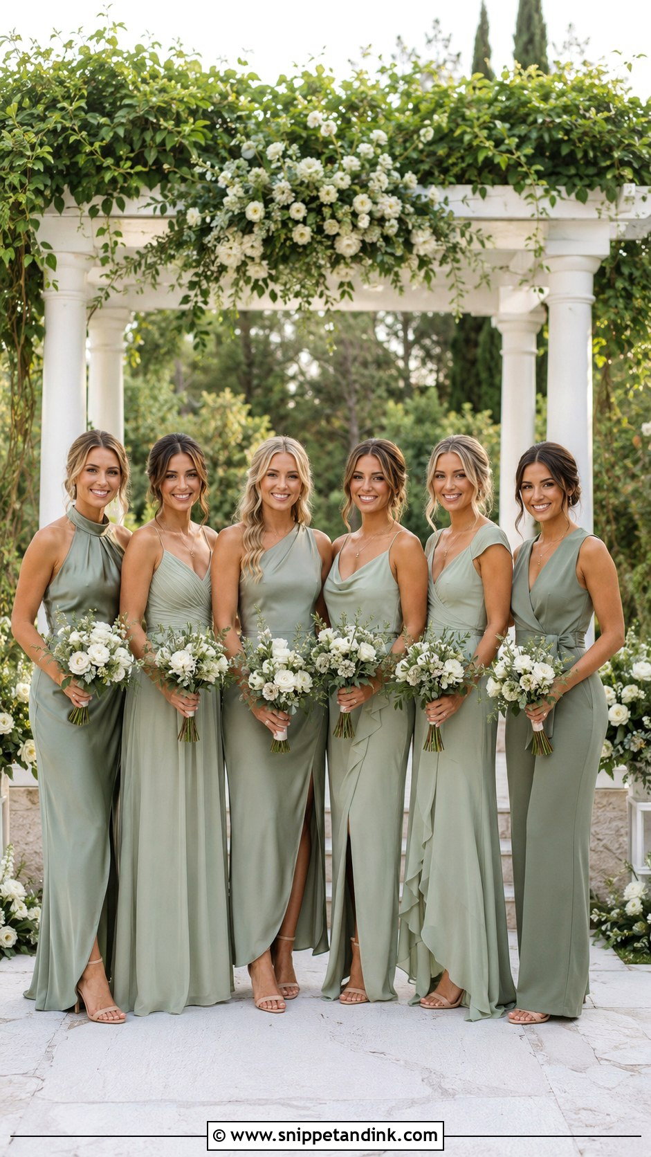 Sage Green Mismatched Bridal Party - Snippet and Ink - 20 Mismatched Bridal Party Ideas