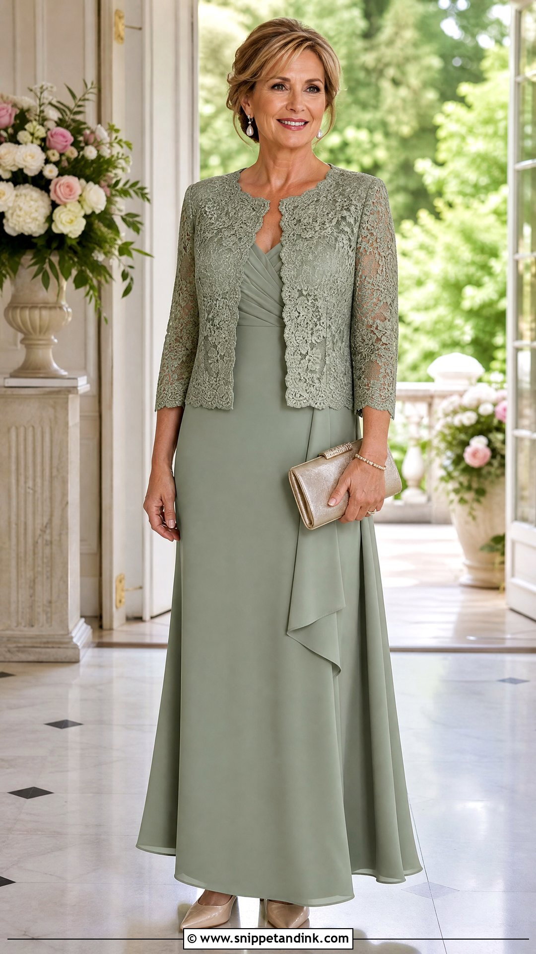 Sage Green Mother of the Bride Jacket Dress Wedding Outfit - Snippet and Ink - 20 Sage Green Wedding Outfit Ideas
