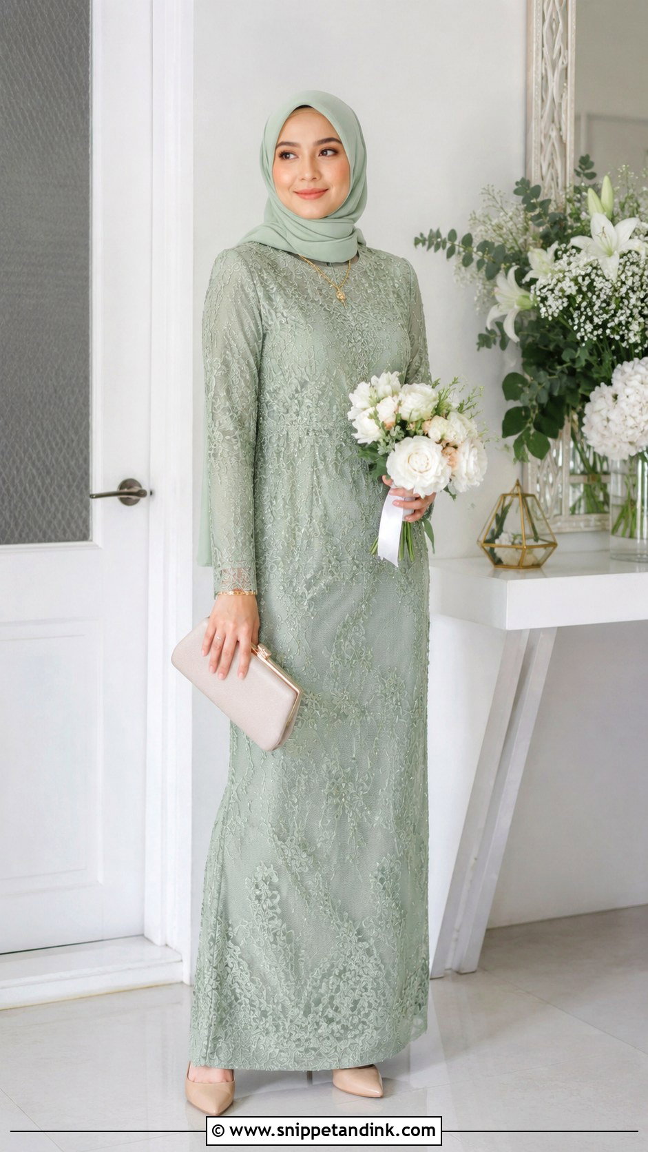 Sage Green Nikah Dress - Snippet and Ink - 25 Malay Nikah Wedding Dress Ideas