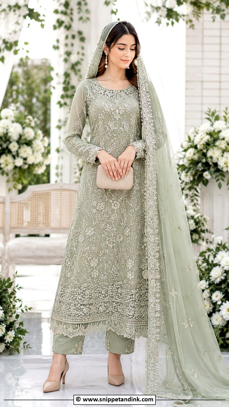 Sage Green Nikah Dress - Snippet and Ink - 35 Nikah Dress Ideas