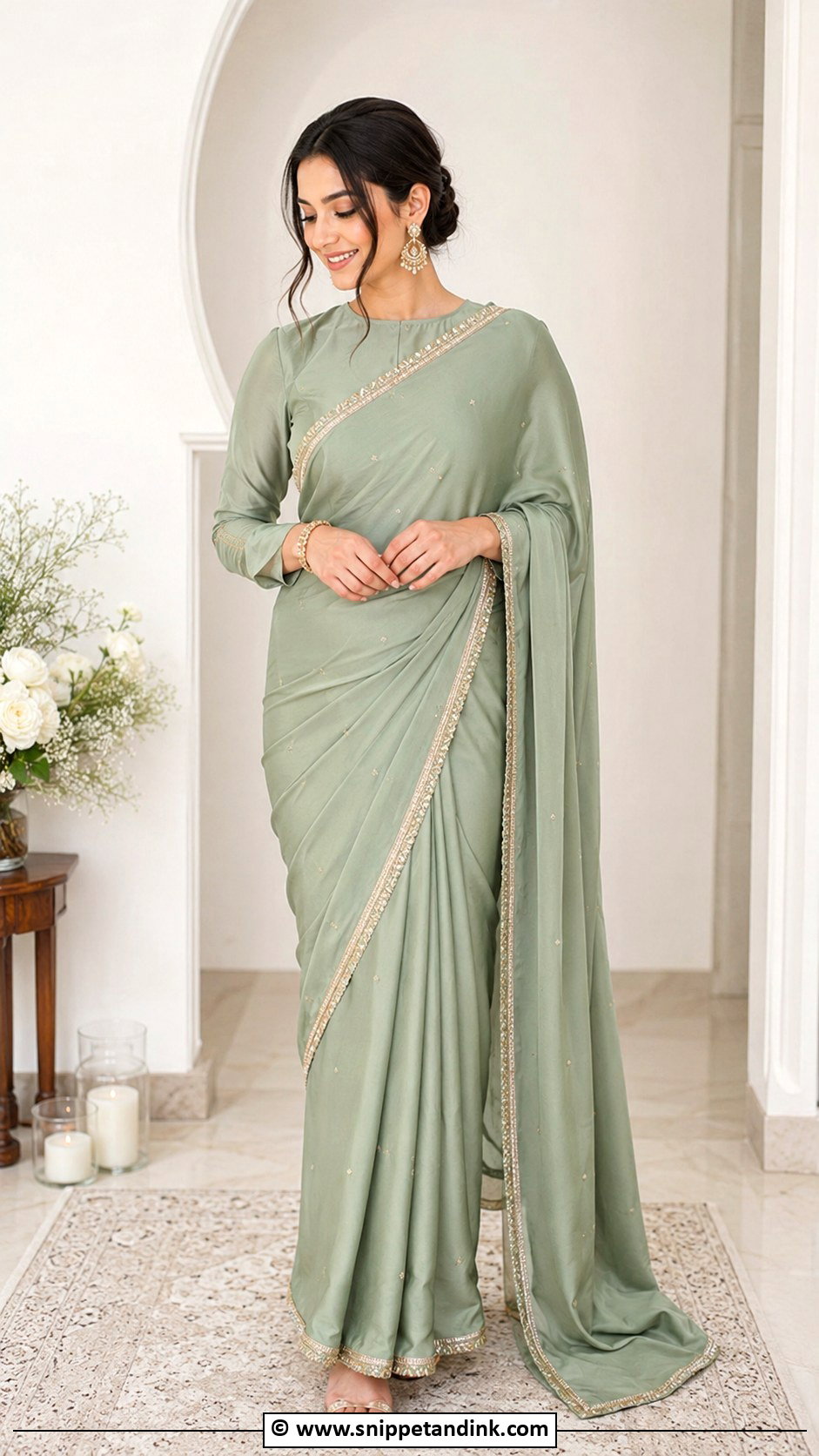Sage Green Nikah Saree Outfit - Snippet and Ink - 35 Nikah Outfit Ideas