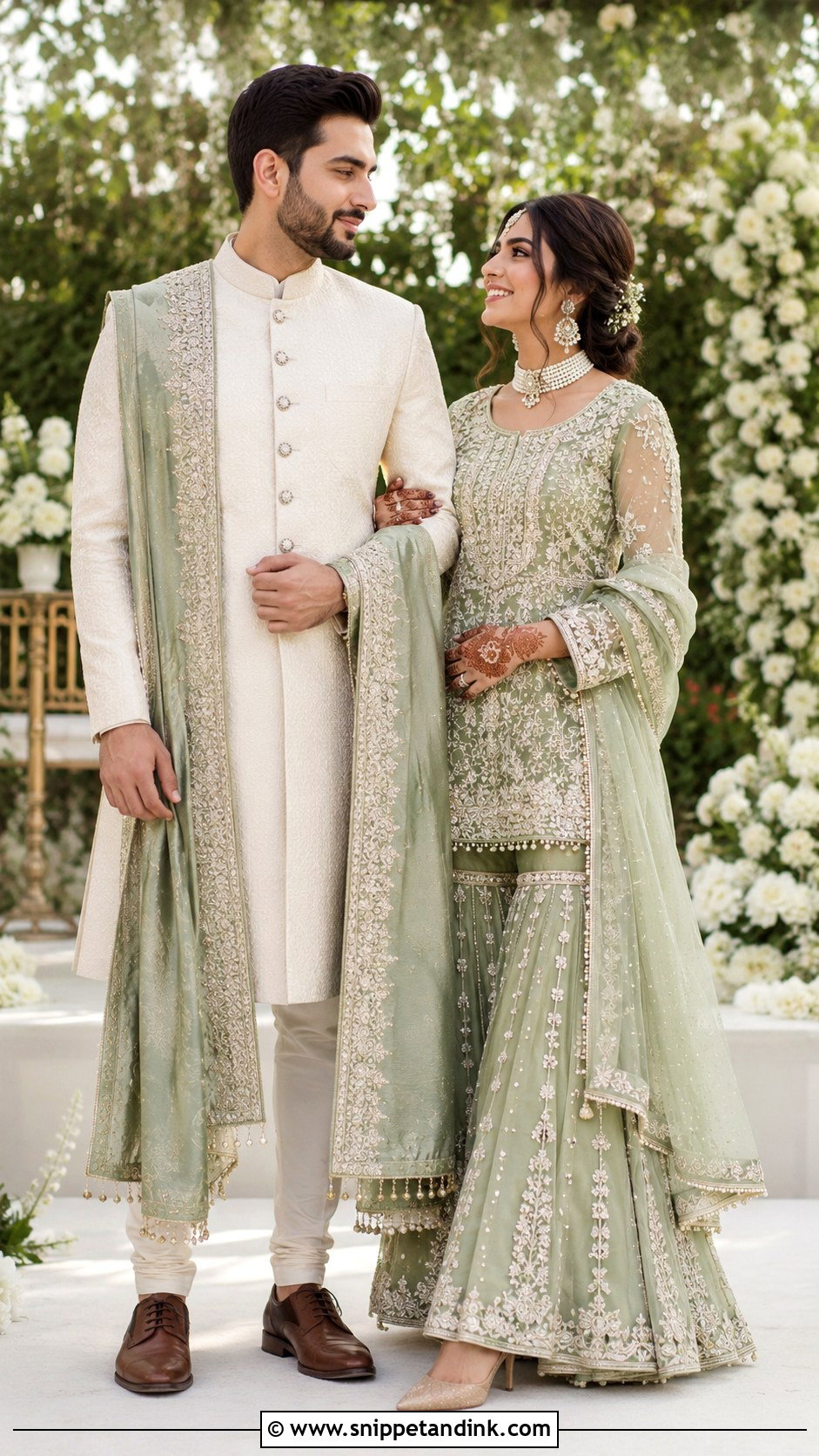 Sage Green Nikkah Couple Outfit - Snippet and Ink - 25 Nikkah Couple Outfit Ideas