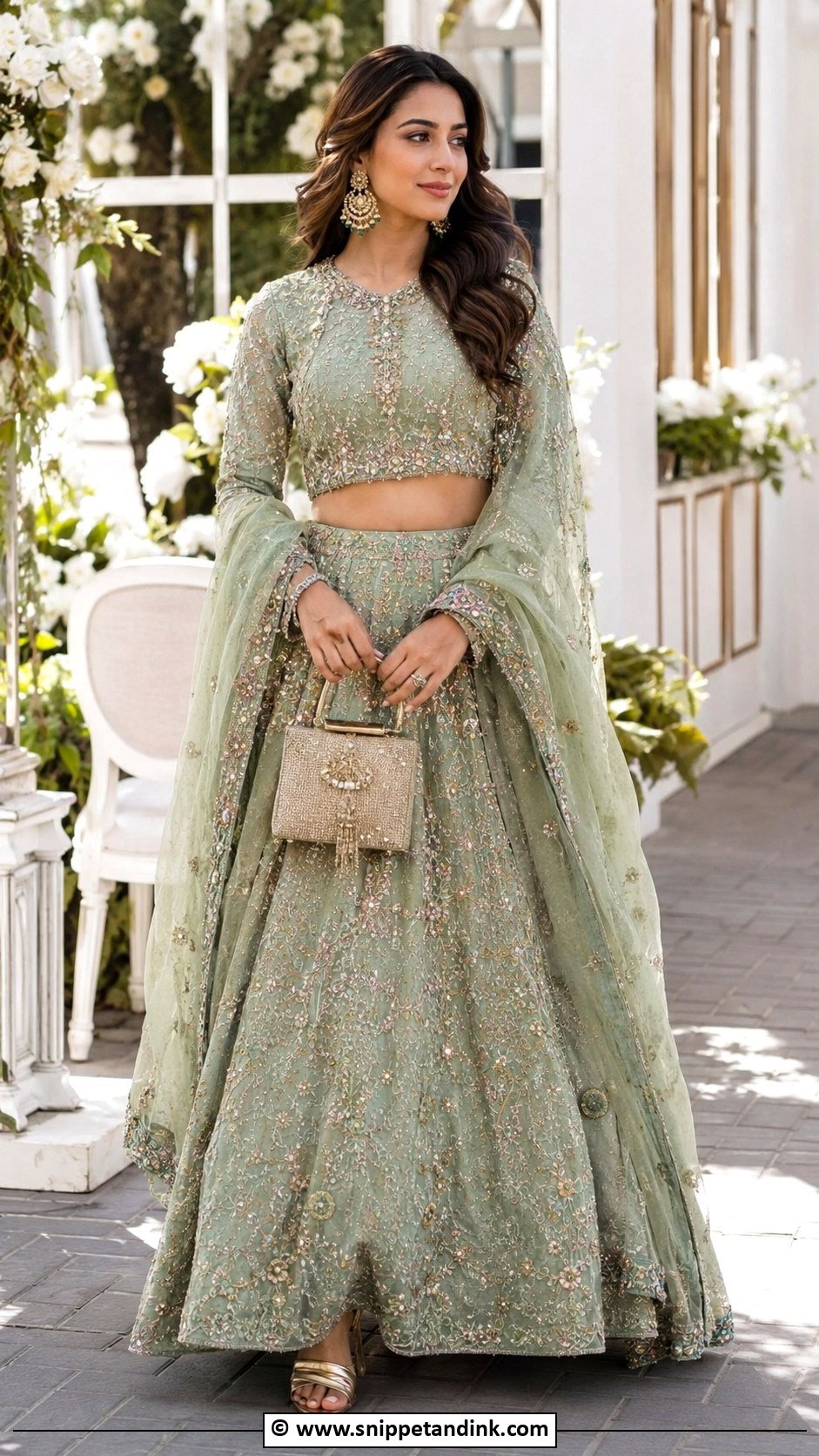 Sage Green Nikkah Lehenga Outfit - Snippet and Ink - 35 Nikkah Outfit Ideas