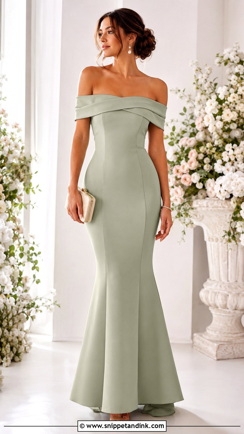 Sage Green Off Shoulder Mermaid Dress - Snippet and Ink - 20 Green Mermaid Dress Ideas