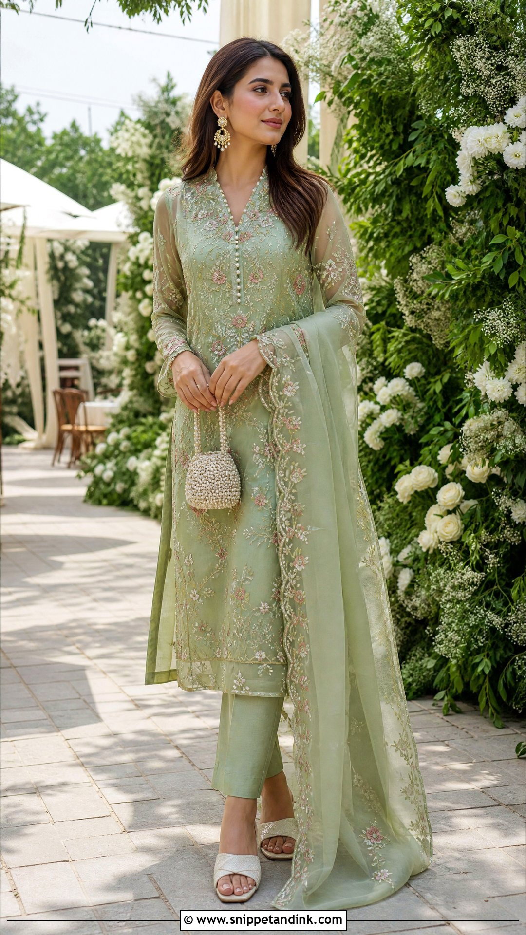 Sage Green Organza Salwar Suit - Snippet and Ink - 20 Wedding Salwar Suits